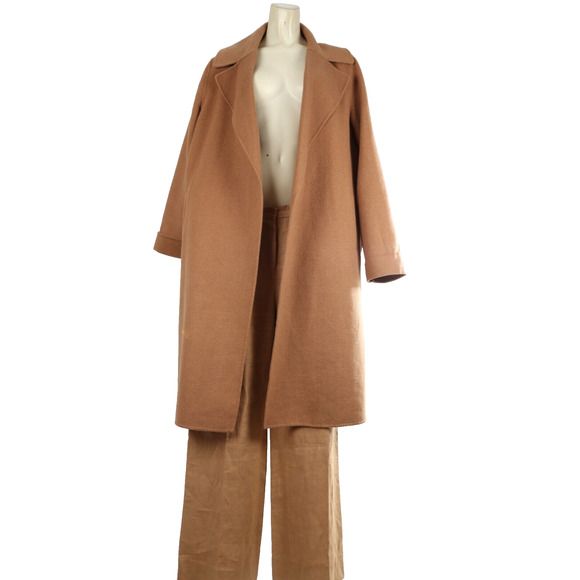 Unbranded Wool Beige Coat with MaxMara Linen Pants Set Suit Size 12 - Picture 4 of 16